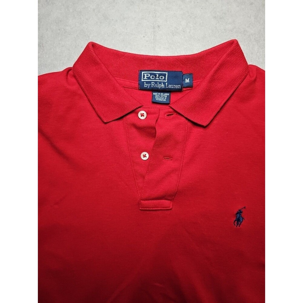 Vintage Polo Ralph Lauren Short Sleeve Polo Shirt Mens Red Medium 100% Cotton - Picture 2 of 9